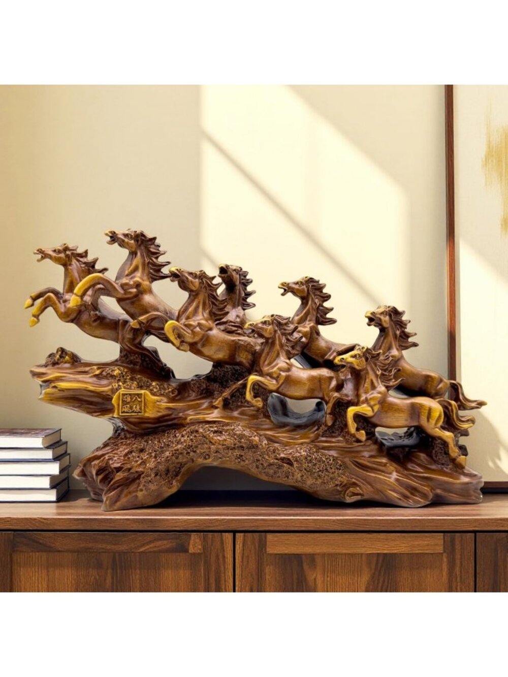 Chinese Feng Shui Running Horse Statue - Resin Figurine for Home Office Decor